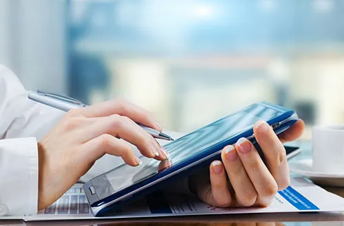 Person working on a tablet